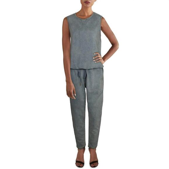 Joe's Jeans Marnie Jumpsuit Sleeveless French Terry Denim Tatra Blue NWT Small - Picture 2 of 11